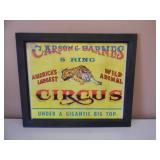 ORIGINAL! VINTAGE! - CARSON & BARNES 5 RING CIRCUS POSTER - GREAT PIECE! - APPROX 25" BY 21" - SEE PICTURES!