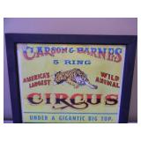ORIGINAL! VINTAGE! - CARSON & BARNES 5 RING CIRCUS POSTER - GREAT PIECE! - APPROX 25" BY 21" - SEE PICTURES!