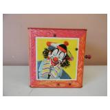VINTAGE 1950s MATTEL CLOWN IN THE BOX - VINTAGE SHRINE CIRCUS SOUVENIR PENNANT - SEE PICTURES!