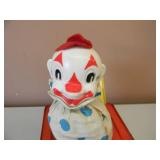 VINTAGE 1950s MATTEL CLOWN IN THE BOX - VINTAGE SHRINE CIRCUS SOUVENIR PENNANT - SEE PICTURES!