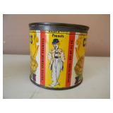 2 VINTAGE CIRCUS PEANUTS TIN CANS WITH LIDS DATED 1946 & 1946/1957 Colorful very collectible cans! - 8OZ & 6 1/4OZ - SEE PICTURES!
