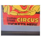 ORIGINAL! VINTAGE - THE CIRCUS IS COMING! ZUHRAH SHRINE CIRCUS TICKETS HERE POSTER - GREAT PIECE! - APPROX 13" BY 16" - SEE PICTURES!