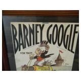 VINTAGE 1923 BARNEY GOOGLE FOX TROT SHEET MUSIC - FRAMED - NICE - SEE PICTURES!