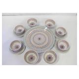 Set of 13 Melamine Parasol Dishes (1 large platter, 4 small plates, 4 small bowls, 4 medium bowls)