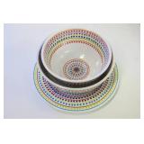Set of 13 Melamine Parasol Dishes (1 large platter, 4 small plates, 4 small bowls, 4 medium bowls)
