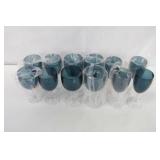 Lot of 12 Teal Carlisle Epicure Goblets (4 x 12oz, 4 x 15 oz., 4 x 16.5 oz.)
