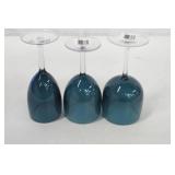 Lot of 12 Teal Carlisle Epicure Goblets (4 x 12oz, 4 x 15 oz., 4 x 16.5 oz.)