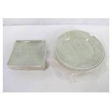 Set of 12 Carlisle Jade Colored Plates (12.5" Round Chargers x 6) + (9" Square Plates x 6)