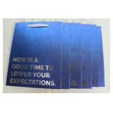 6 Pack of Gift Bags - Large - NOW IS A GOOD TIME TO LOWER YOUR EXPECTATIONS - Blue/Silver