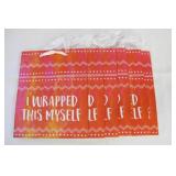 6 Pack of Gift Bags - Medium - I WRAPPED THIS MYSELF - Pink/White/Orange