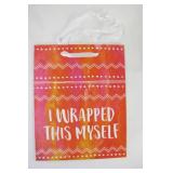 6 Pack of Gift Bags - Medium - I WRAPPED THIS MYSELF - Pink/White/Orange