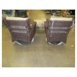 Set of Two Wicker Patio Chairs and Ottoman