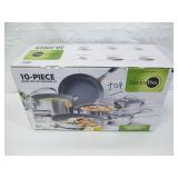 Greenpan 10PC Stainless Steel Nonstick Cookware Set - Ceramic Coated