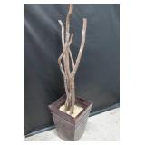 Decorative Black Metal Indoor/Outdoor Pot with Real Wood Tree Branches - Slight Dents