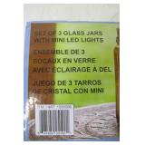 Set of 3 Inside Outside Garden Glass Jars with Mini LED Lights