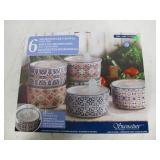 Signature Housewares Stoneware Storage Bowls – 6 pack - NEW