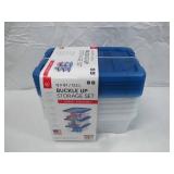 5 Pack of Buckle Up Stackable Storage Containers with Lids - 1 Broken Bottom