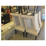 Set of 4 Matching Fabric Covered Beaded Elegant Dining Room Chairs - Beige