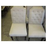 Set of 4 Matching Fabric Covered Beaded Elegant Dining Room Chairs - Beige