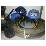 Hoses, Camp stool, bicycle helmets.