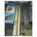 Rubbermaid Shelf, Levelor curtain rods.
