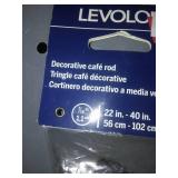 Rubbermaid Shelf, Levelor curtain rods.