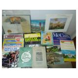 Collectible magazines, art and & tin.