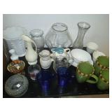 White milk glass and opalescent glass and more lead glass Crystal.