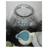 White milk glass and opalescent glass and more lead glass Crystal.