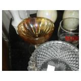 White milk glass and opalescent glass and more lead glass Crystal.