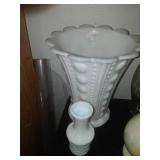 White milk glass and opalescent glass and more lead glass Crystal.