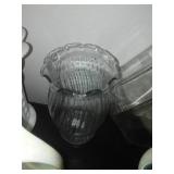 White milk glass and opalescent glass and more lead glass Crystal.