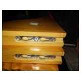 Miscellaneous floating shelves, harness, casters, orange cone and more.