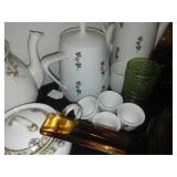Corning Glass pot, tea sets and more with 18 gal. tote w/ cover