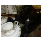 Corning Glass pot, tea sets and more with 18 gal. tote w/ cover