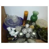 Glass, porcelain, candle and More in Rubbermaid tote with cover.