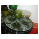 Glass, porcelain, candle and More in Rubbermaid tote with cover.