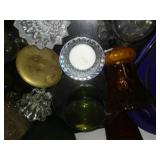 Glass, porcelain, candle and More in Rubbermaid tote with cover.