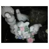 Glass, porcelain, candle and More in Rubbermaid tote with cover.