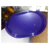 Glass, porcelain, candle and More in Rubbermaid tote with cover.