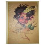 Vintage fabulous Billy Roadrunner, Native American little warrior Boy by Montague.