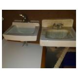 2 bathroom wall hanging sinks, vintage.