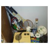 Miscellaneous heater, tennis, rackets.