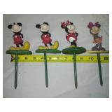 4 used Mickey and Minnie Mouse Disney Garden Stakes