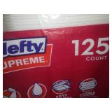 Hefty Styrofoam hinged lid containers.