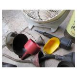 Fan, Funnels, Garbage Can
