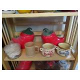 Kitchen Shelf, Cookie Jars, Misc