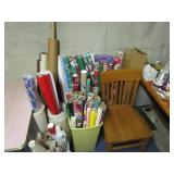 Tables & Large Lot of Giftwrap, Bows, Ribbon