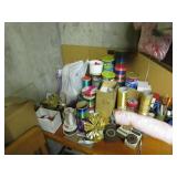 Tables & Large Lot of Giftwrap, Bows, Ribbon