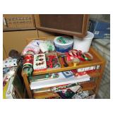 Tables & Large Lot of Giftwrap, Bows, Ribbon